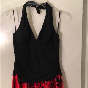 Black and red tea length dress